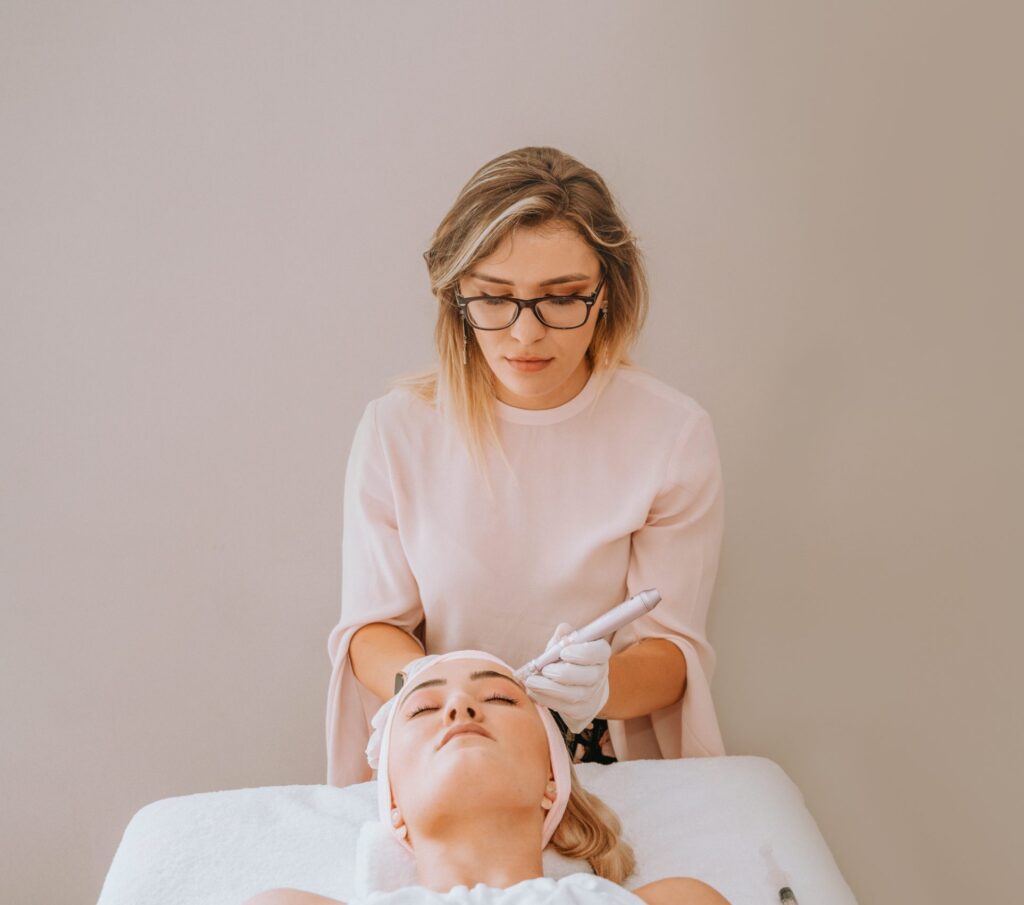 microneedling treatment in process